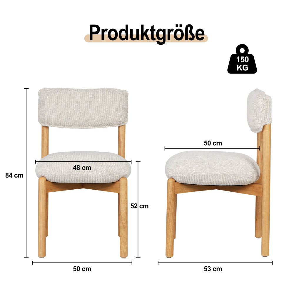 Eetkamerstoel – Stoel – Kuipstoel – Designstoel – Zitstoel – Beige – Gewatteerde Zitting – Lichtgewicht Stevig Frame