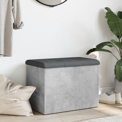 Bankje Met Opbergruimte – Zitbank – Opbergbank – Zitkist – Schoenenbank – Beton Grijs – Hout – Compact 62x42x45 cm – Multifunctioneel Voor Hal Slaapkamer Woonkamer