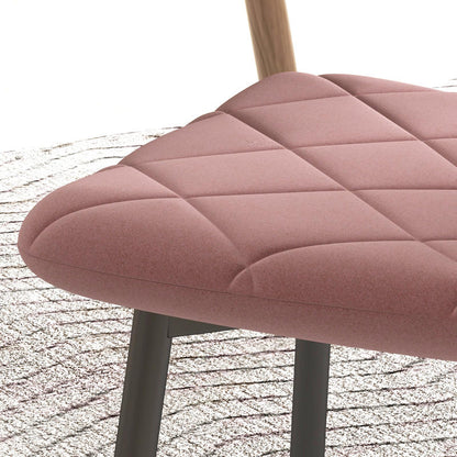 Eetkamerstoel – Keukenstoel – Stoel – Kuipstoel – Set Van 4 – Roze Velvet Bekleding – Gepoedercoat Stalen Frame – Comfortabele Rugleuning 47 cm Zithoogte