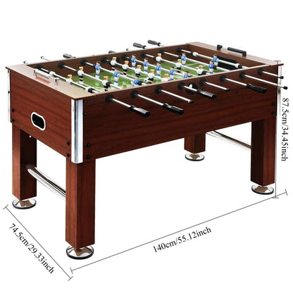 tafelvoetbaltafel – voetbaltafel – tafelvoetbalspel – kickertafel – speltafel – stevig staalframe – groot speelveld 140x74,5x87,5 cm – bruin zwart grijs