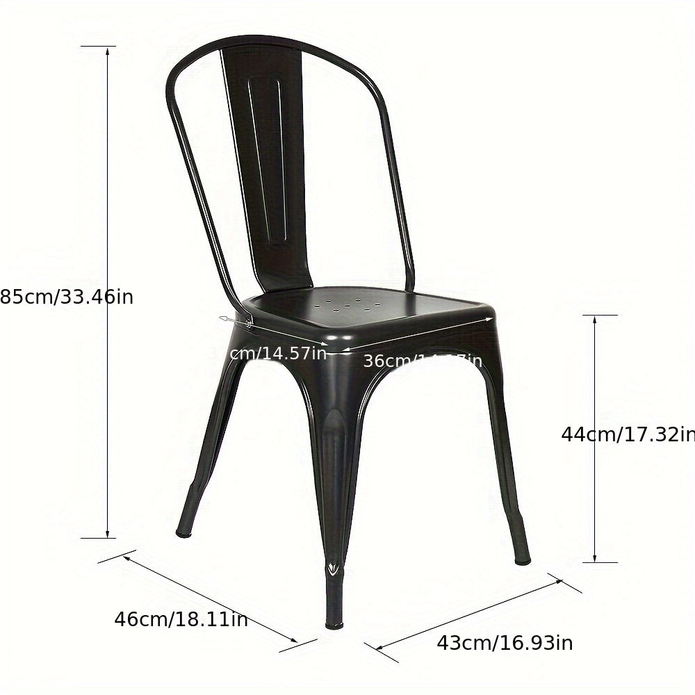 Metalen Stoelen Set – Eetkamerstoelen – Keukenstoelen – Cafestoelen – Industriële Stoelen – Afneembare Rugleuning – Robuust Stalen Frame – 85x43x46 cm