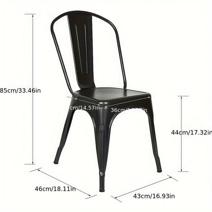Metalen Stoelen Set – Eetkamerstoelen – Keukenstoelen – Cafestoelen – Industriële Stoelen – Afneembare Rugleuning – Robuust Stalen Frame – 85x43x46 cm