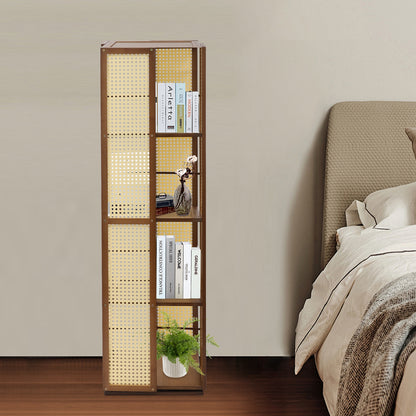 Boekenkast – Boekenrek – Opbergkast – Vakkenkast – Draaibare Kast – 4 Lagen – 360° Draaibaar – Hoogwaardig Bamboe Theebruin