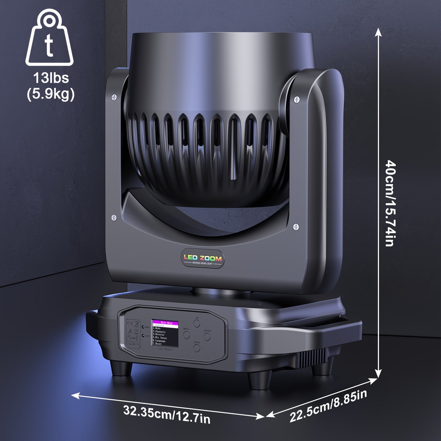 380W LED Zoom Moving Head Light – LED Beam Spot – LED Moving Head – RGBW Party Light – DMX DJ Licht – Focusfunctie – Air Cooling System - QUORE