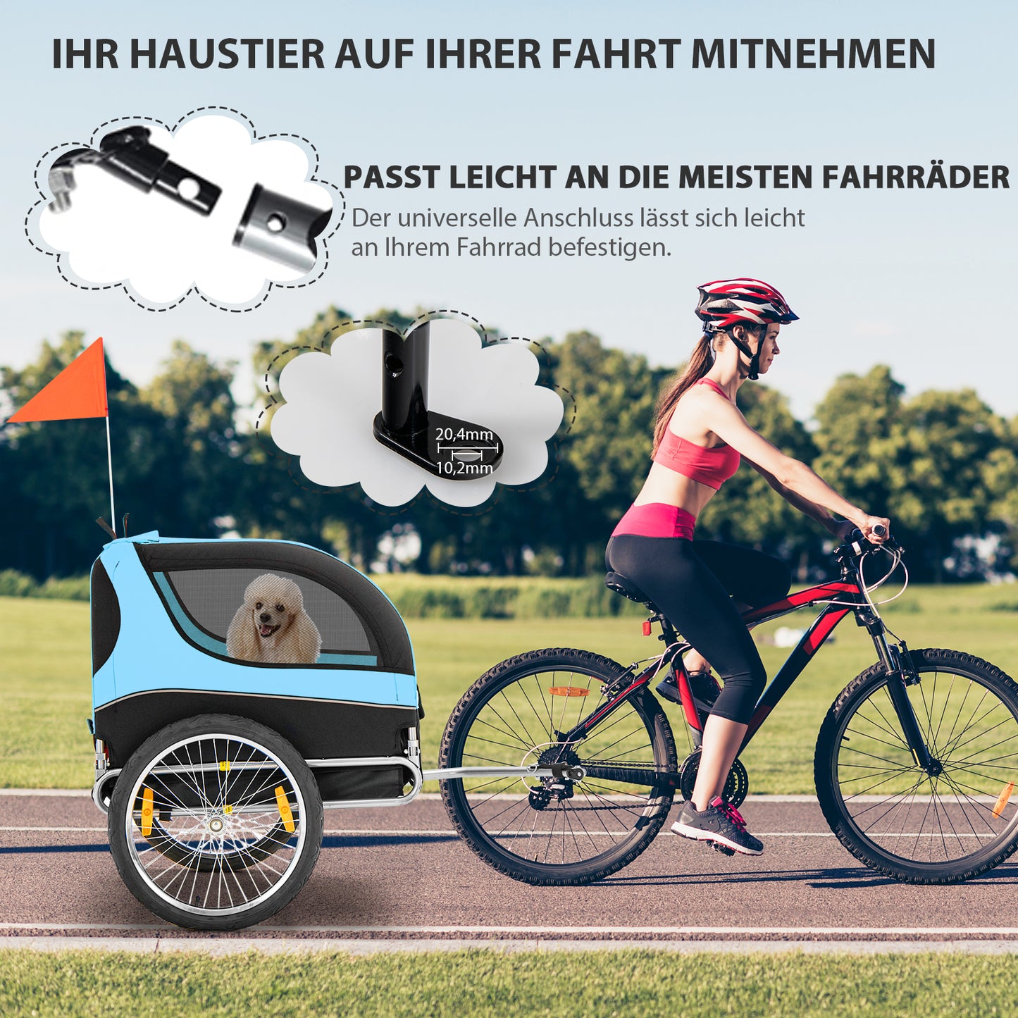 Fietskar Hond – Hondenfietskar – Hondenkar – Fietsaanhanger – Opvouwbaar – Maximaal 40 kg Draagvermogen – Stalen Frame Met Waterafstotende Oxford Stof – Veilig Met Reflectoren En Rode Vlag