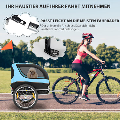 Fietskar Hond – Hondenfietskar – Hondenkar – Fietsaanhanger – Opvouwbaar – Maximaal 40 kg Draagvermogen – Stalen Frame Met Waterafstotende Oxford Stof – Veilig Met Reflectoren En Rode Vlag