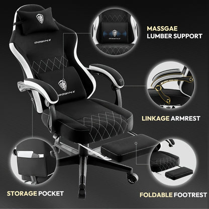 Bureaustoel – Ergonomische Stoel – Kantoorstoel – Gamestoel – Draaistoel – Verstelbare Hoogte – Lendensteun Met Hoofdsteun – Stevig Metalen Frame – Comfortabele Ademend Stof
