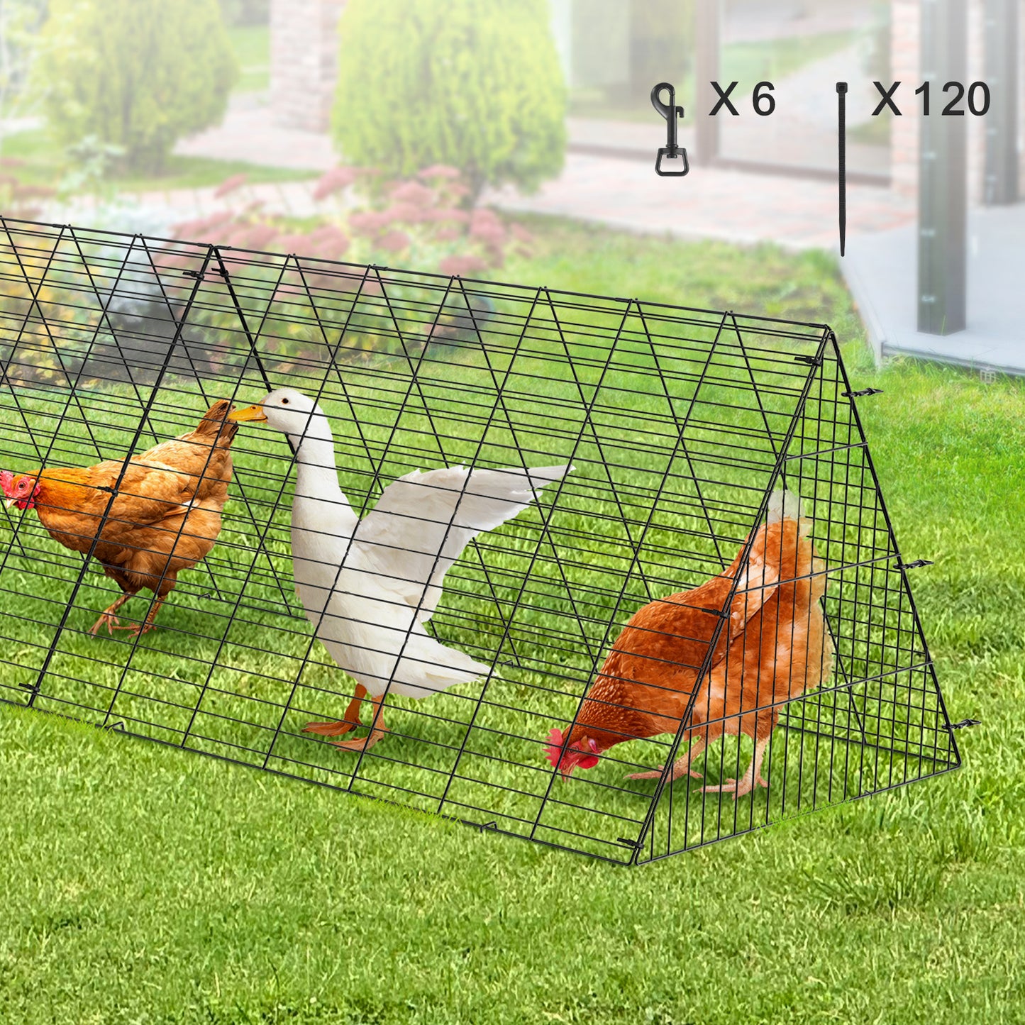 Kippenren – Dierenren – Kippenhok – Mobiele Ren – Buitenren – Grote Loopruimte 236x158 inch – Roestvrij Metalen Frame