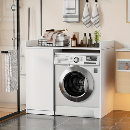 Wasmachine meubel – Wasmachine kast – Wasmachine ombouw – Opbergmeubel – Meubel voor wasmachine – Compact design – Hoogwaardig plaatmateriaal 96x66x96 cm – Wit