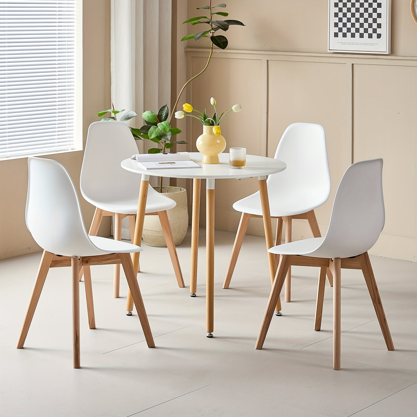 Eetkamerset – Eettafelset – Eethoek – Keukentafelset – Scandinavisch Design – Compact MDF & Beukenhout – 4 Stoelen in Wit/Zwart/Grijs/Kaki