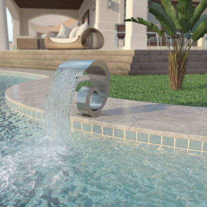 Zwembadfontein – Tuinfontein – Vijverfontein – Waterelement – Waterornament – Roestvrij Staal – Corrosiebestendig – Constante Waterstroom 50x30x53 cm – Chlorine Bestendig