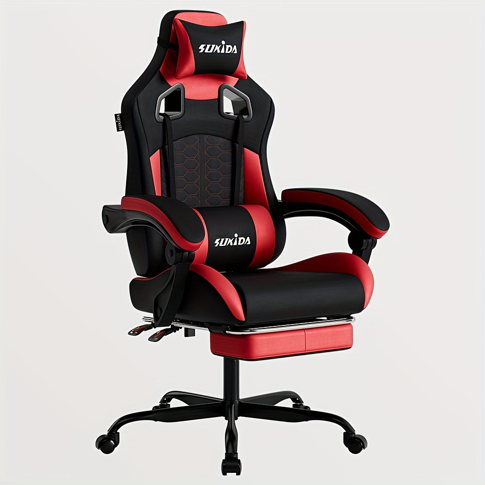 Gamingstoel – Gamestoel – Gaming Chair – Game Stoel – Bureaustoel – Ergonomisch Design – Verstelbare Voetensteun – PU Lederen Bekleding – Max Belastbaarheid 150 kg