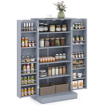 Buffetkast – Dressoir – Opbergkast – Keukenkast – Voorraadkast – 12 Zijplanken – Verstelbare Planken – Anti-Kantel Beveiliging – Grijs – 60 x 40 x 120,5 cm