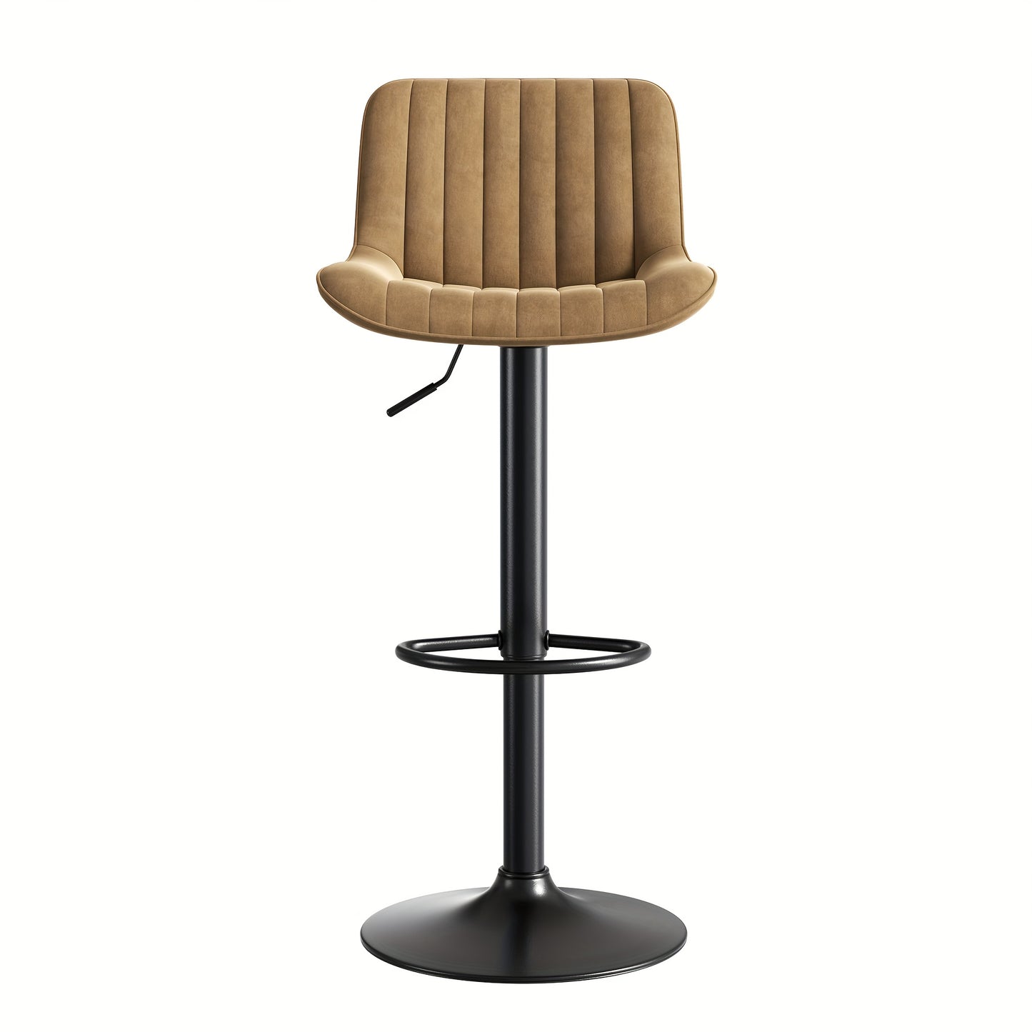 4pcs Modern Brown Velvet Bar Stool Set with Height Adjustment & 360° Swivel - Heavy-Duty Metal Frame, Easy Assembly, Soft Cushioned Seats with Black Legs - Contemporary Counter Height Stools for Kitchen, Bar, Home Office, Ca