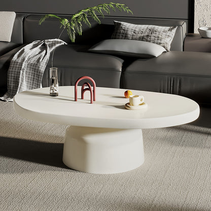 Ovale Salontafel – Moderne Tafel – Coffee Table – Woonkamermeubel – Bijzettafel – Milky White Afwerking – Ruimtebesparend Ontwerp – Duurzaam Hardhout