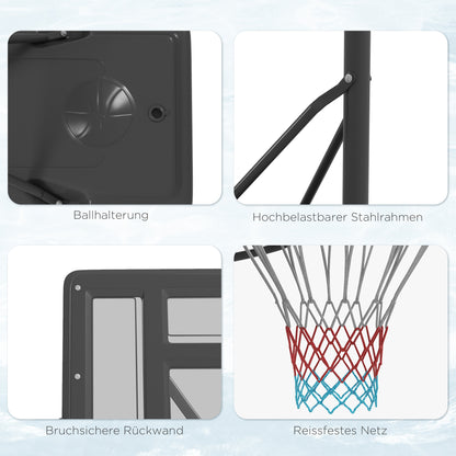 Basketbalbord – Basketbalstandaard – Basketbalring – Basketbalsysteem – Verstelbare Hoogte 230-305 cm – Met Wielen en Vulbare Voet – Weerbestendig Stalen Frame