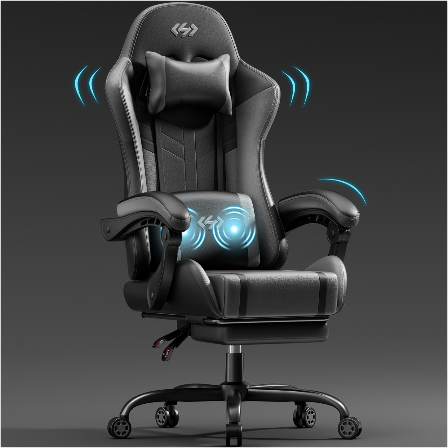 Gamingstoel – Gamestoel – Gaming Chair – Bureaustoel – Game Stoel – Ergonomisch – Massage Lendensteun – Verstelbare Rugleuning – Voetsteun – PU Leer – Maximale Belastbaarheid 150 kg