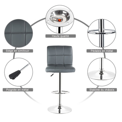 Barstoel – Barkruk – Barstoelen – Keukenstoel – Barkrukken – Set van 2 – Verstelbare Zithoogte 55-75 cm – 360° Draaibaar Met Stalen Frame En Kunstleren Bekleding