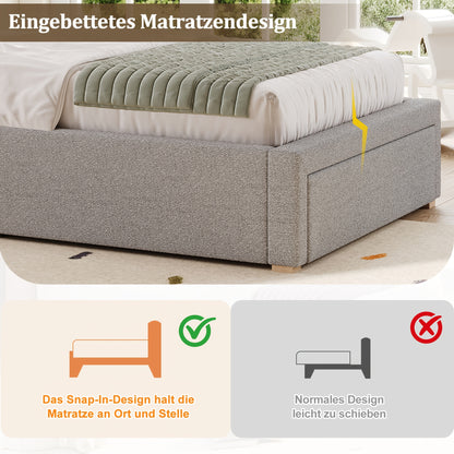 Bedframe – Tweepersoonsbed – Gestoffeerd Bed – Platformbed – Slaapkamermeubel – Zacht Chenille – Stevige Duurzame Constructie – Eenvoudige Montage
