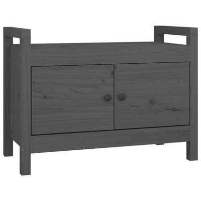 Modern Gray Solid Pine Wood Half Bench with Storage - 80x40x60cm, Perfect for Entryway or Living Room, Dual-Function Shoe Rack & Organizer Stool, Shoe Storage Bench