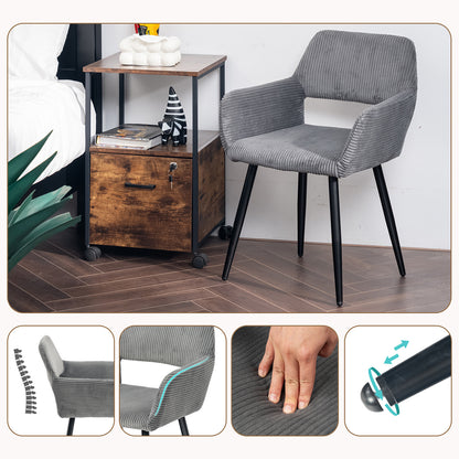 Eetkamerstoel – Stoel – Kuipstoel – Zitstoel – Dining Chair – Scandinavisch Design – Fluwelen Bekleding – Metalen Poten – Donkergrijs – 56x56x78 cm