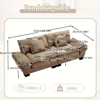 Loveseat – 2-zitsbank – Fauteuil – Tweezitsbank – Zitbank – Modern Minimalistisch Design – Hardhouten Frame – Comfortabele Katoenen Kussens – Beige Stoffering