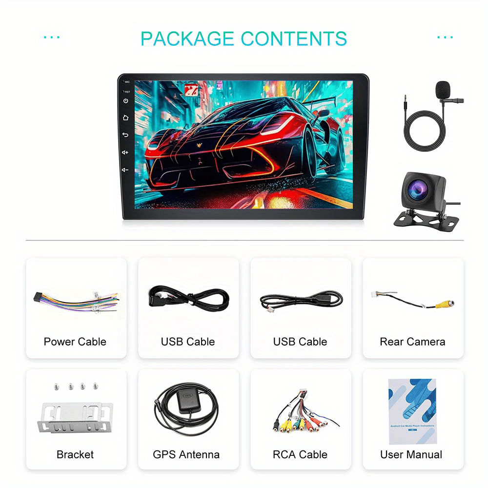 Autoradio – Auto Radio – Car Audio – 2-DIN Autoradio – Android 13 Autoradio – 9 Inch Touchscreen – Draadloze CarPlay & Android Auto – Inclusief AHD Achteruitrijcamera & Microfoon