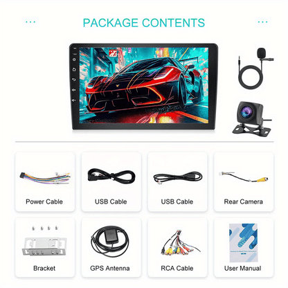 Android Autoradio – 9 Inch Touchscreen – Dubbele Din Navigatie – CarPlay Stereo – Android Auto – 4GB RAM 64GB Opslag – Draadloze Verbinding WiFi GPS
