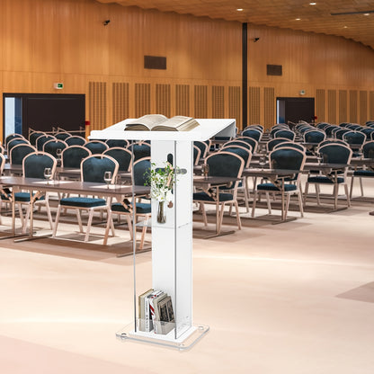 Spreekgestoelte – Podium – Lessenaar – Katheder – Presentatiestand – Acryl 10mm Dikte – Versterkte IJzeren Basis – Schuin Werkblad 60x40 cm