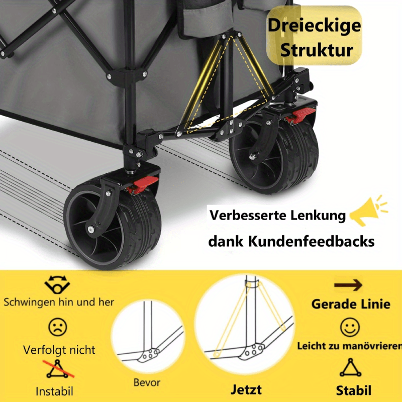 Opvouwbare Handwagen – Bolderkar – Transportwagen – Steekwagen – Karretje – 200 kg Draagkracht – 17x10 cm Brede Rubber Banden – Antraciet