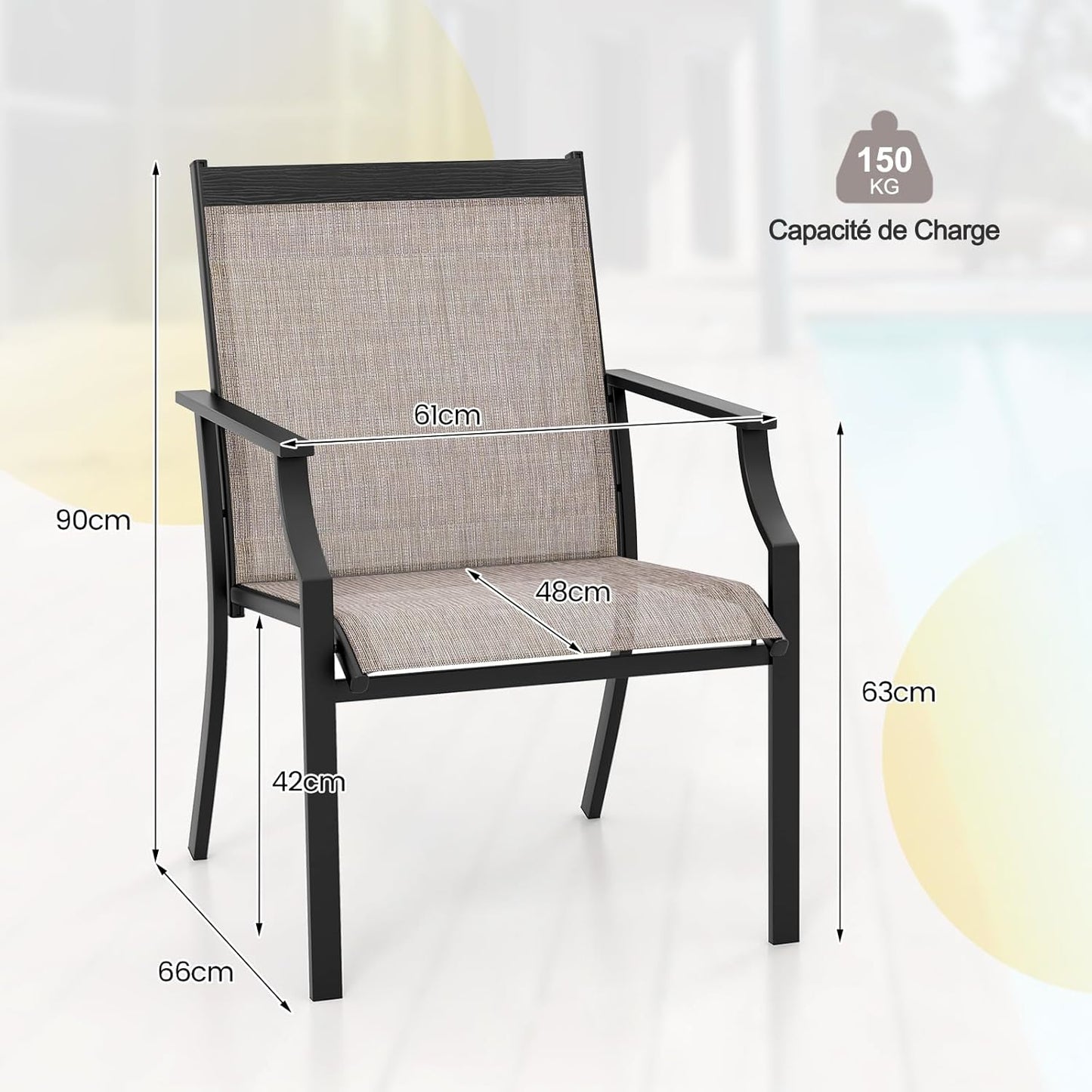 Terrasstoelen – Tuinstoelen – Buitenstoelen – Balkonstoelen – Tuinmeubilair – Waterafstotende Stoffen – Robuust Roestvrijstalen Frame