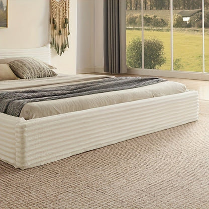 Tweepersoonsbed – Dubbelbed – Bedframe – Slaapbank – Logeerbed – Donkergrijs – Chenille Hoofdbord – Stevig Houten Frame