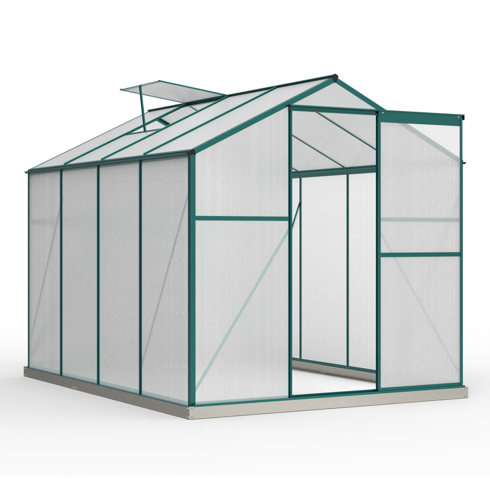 Aluminum Greenhouse with Foundation, 4.75m² - 190 × 253cm, Includes 1 Skylight and Sliding Doors, Garden Greenhouse Plant House, Tomato Room,  Plant Propagation Space, Walk-In Greenhouse, Plant House Enclosure, Minimalist F