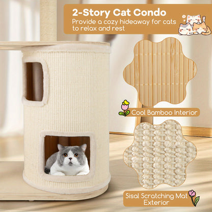 Krabpaal Kat – Kattenboom – Klimmeubel Kat – Kattenhuis – Kattenmeubel – 152 cm Hoog – Sisal Krabpalen & Wasbare Kussens – Houten Constructie – Multi-level Speeltoestel