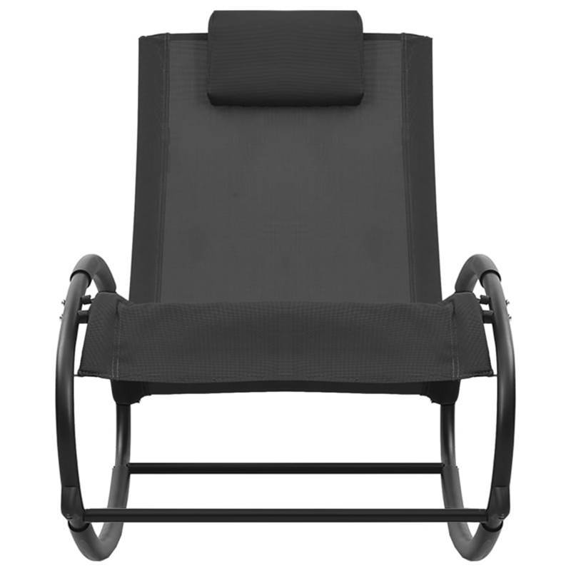 Lounge Chair with Cushion Made of Steel And Textilene in Black, Suitable for Balconies, Terraces, Backyards, Pools, And Beaches.