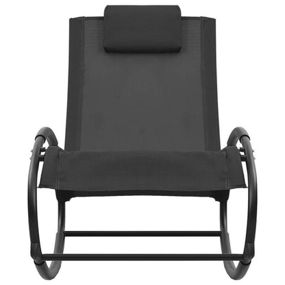 Lounge Chair with Cushion Made of Steel And Textilene in Black, Suitable for Balconies, Terraces, Backyards, Pools, And Beaches.