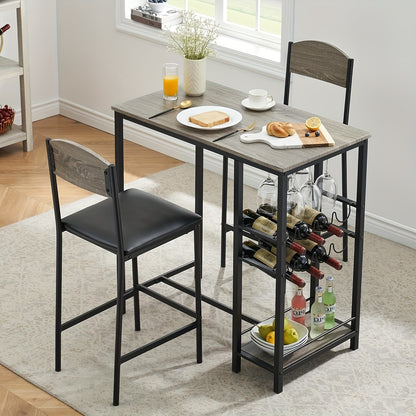 Bartafelset – Barkrukset – Barmeubel – Statafel – Bistroset – Met Opbergruimte – Ergonomische Zithoogte – Grijs