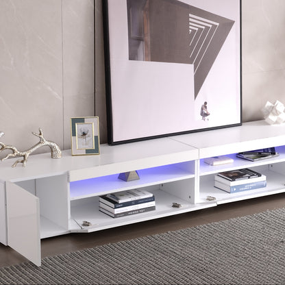 TV Meubel – TV Kast – TV Dressoir – Televisiekast – Mediameubel – Modern Design – Wit Glanzend Paneel 240 cm – MDF Houtfineer