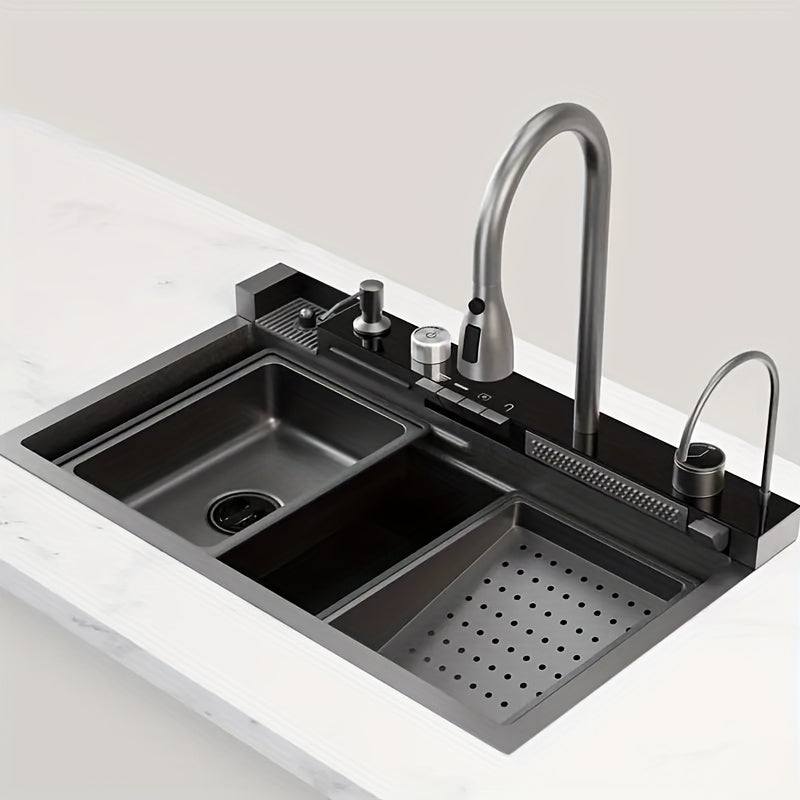 Grote Keukenspoelbak – Enkelvoudige Spoelbak – Spoelbak RVS – Keukenspoelbak Onderbouw – Enkele Waskom – 680x450 mm – 4 mm Dik Roestvrij Staal – Walvisvormig Design met Watervalafvoer