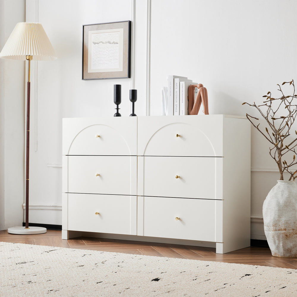 Ladeblok – Ladekast – Dressoir – Opbergmeubel – Ladekastje – Wit – 6 Lades – Vintage Design – 82x120x40 cm – Zonder Houtdelen