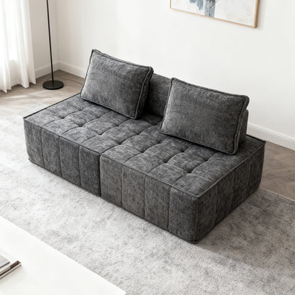 Bankbed – Slaapbank – Bedbank – Modulaire Sofa – Logeerbed – Chenille Bekleding Grijs – Ruimtebesparend Design – Eenvoudige Montage