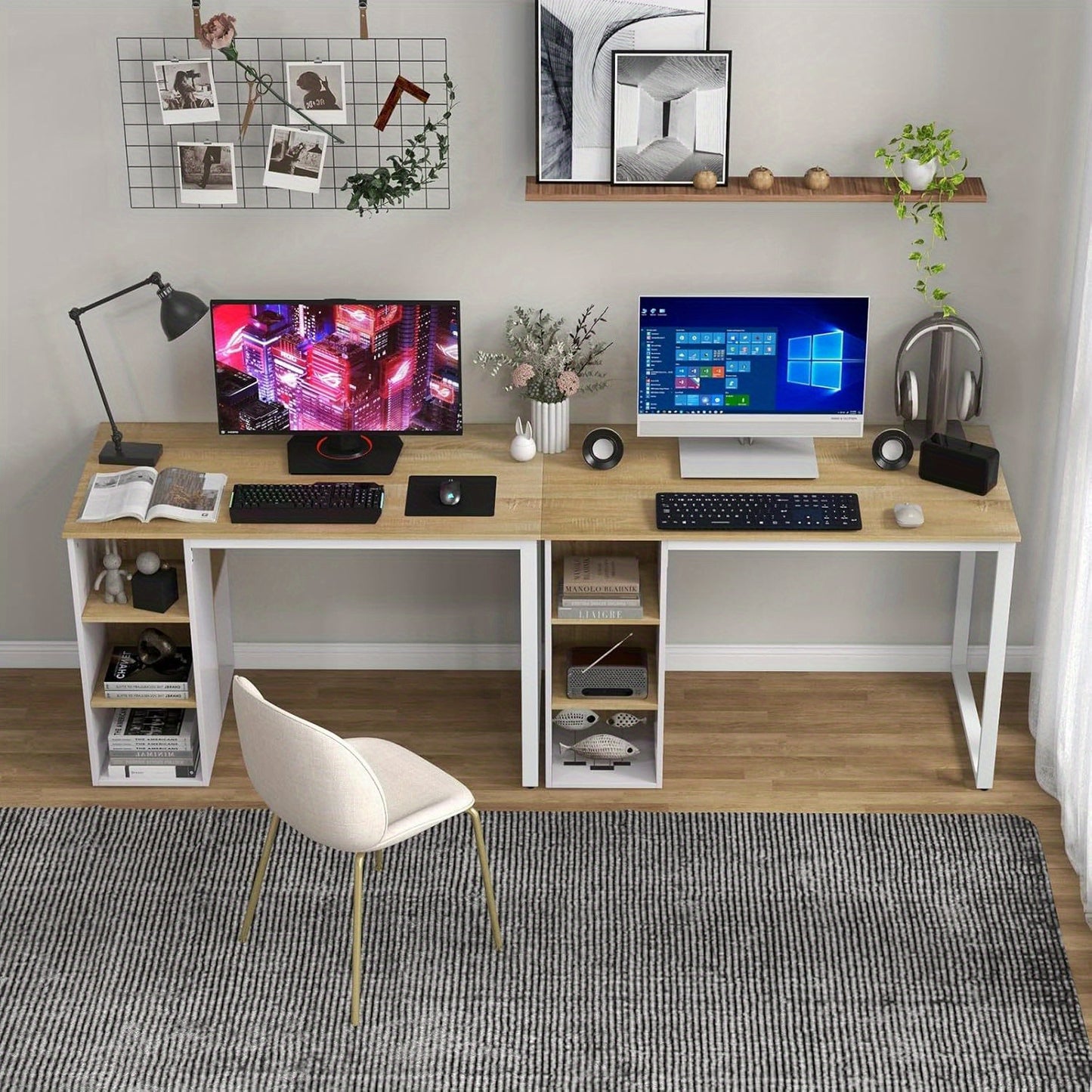 Computertafel – Bureau – Werktafel – Thuiskantoor Tafel – Studie Bureau – Natuurlijk Hout – 115 x 59,5 cm – Verstelbare Poten