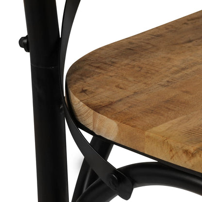 Eetkamerstoel – Keukenstoel – Stoel – Dining Chair – Zitmeubel – Massief Mango Hout – Stevig Stalen Frame