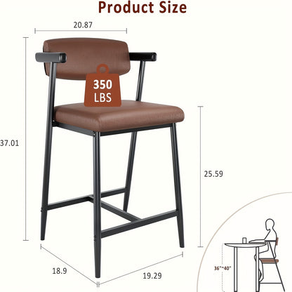 Barkrukken – Barstoelen – Keukenkrukken – Counterstoelen – Barkruk Set Zwart – Stevig Metalen Frame – Ergonomische Rugleuning en Voetsteun