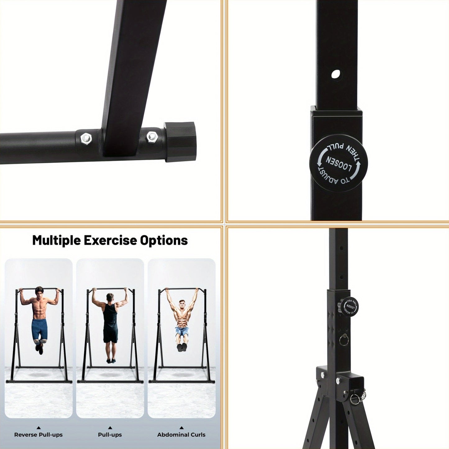 Optrekstang – Pull Up Bar – Wandmontage Stang – Deurkozijn Bar – Fitness Stang – Carbonstaal – Verstelbaar 175-230 cm – 200 kg Draagkracht