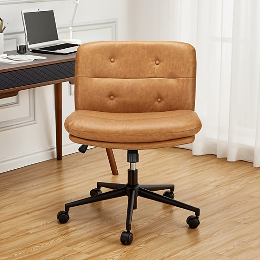 Bureaustoel – Kantoorstoel – Werkstoel – Draaistoel – Bureaustoel Zonder Armleuningen – Memory Foam Zitting – Verstelbare Zithoogte – Stevig Metalen Frame – Bruin