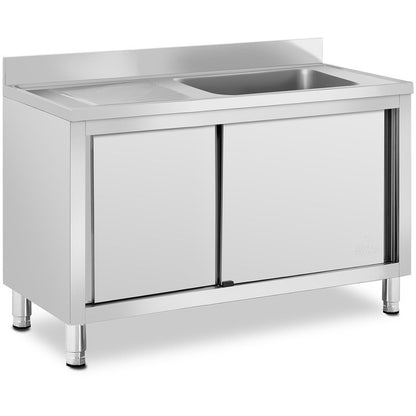 Spoelbak – Gootsteen – Wasbak – Keukenspoelbak – Horecaspoelbak – RVS – Éénbak Met Schuifdeurkast – 120x60x95 cm – Rechtszijdig