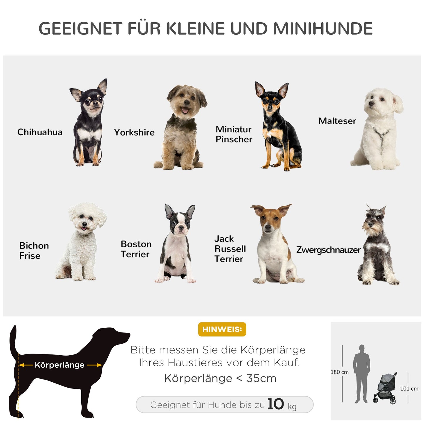 Hondenbuggy – Dierenwagen – Wandelwagen – Huisdierenwagen – Opvouwbare Buggy – Tot 10 kg Draagvermogen – Inclusief Regenhoes