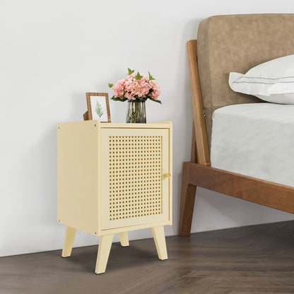 Nachtkastje – Bedside Table – Bijzettafel – Opbergmeubel – Nachtmeubel – Modern Minimalistisch Design – Compact Formaat – Duurzaam Bamboe & Krasbestendig – Romig Beige