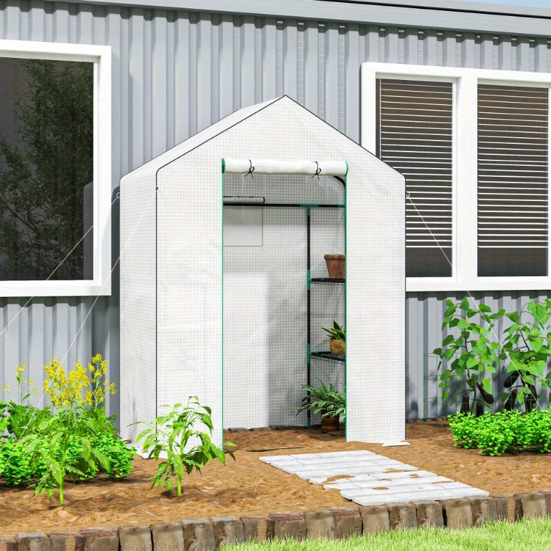 Kasje – Tuinkas – Kweekkas – Broeikas – Serre – Winterbestendig Stalen Frame – Oproldeur en Ventilatie – 143x74x190 cm